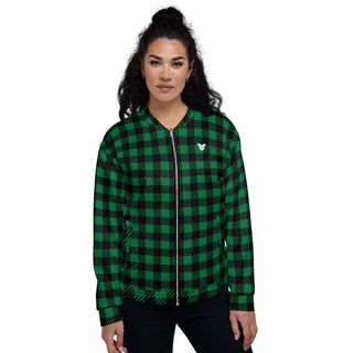 Women's Bomber Jacket - Green Checked