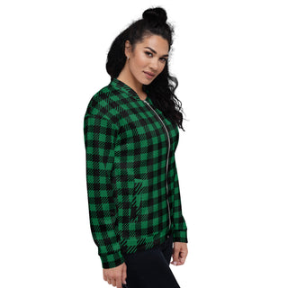 Women's Bomber Jacket - Green Checked